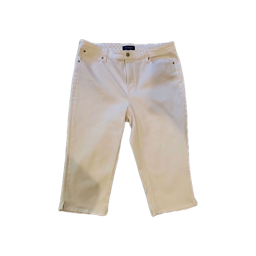 Talbots White Denim Cropped Jeans Size 14 Casual Vacation
